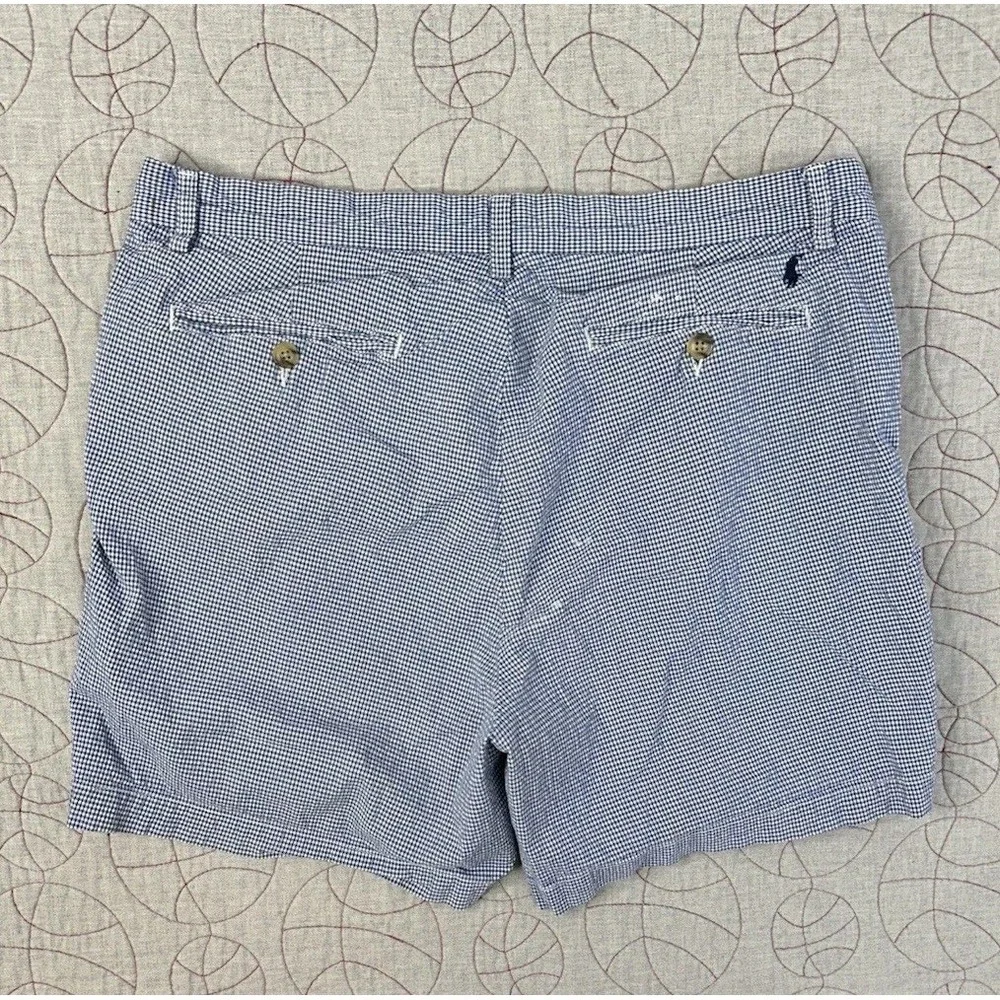 Polo‎ Ralph Lauren Seersucker Blue White Gingham Stretch Classic Shorts Men's 33